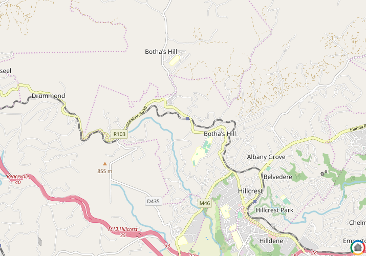 Map location of Bothas Hill 